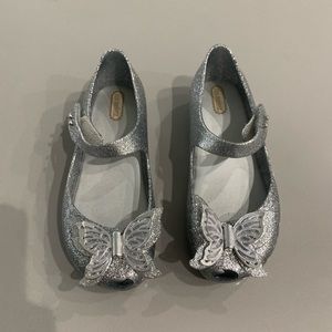 Mini Melissa Silver Ukta Girl Fly Goutter Butterfly Shoes